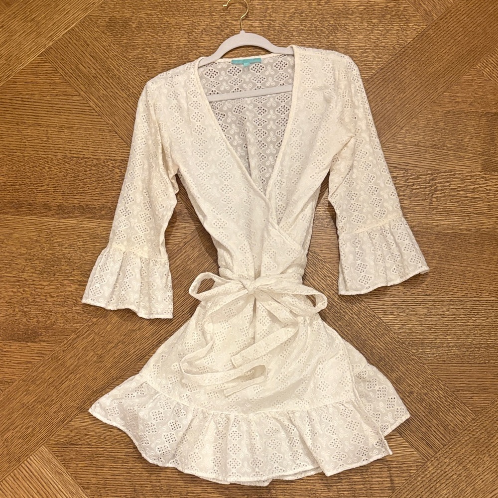 Melissa Odabash Cream Lace Wrap Dress